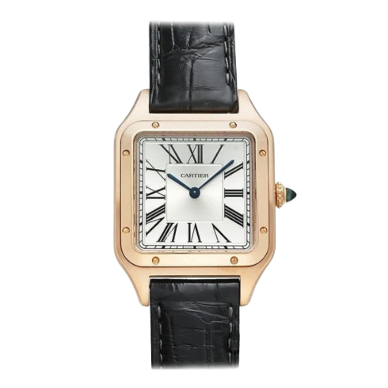 Cartier Santos Dumont leather straps white dial 38 mm