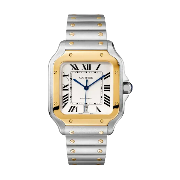 Cartier Santos Large Silver Gold Dial