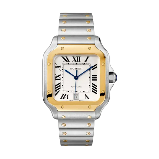 Cartier Santos Large Silver Gold Dial