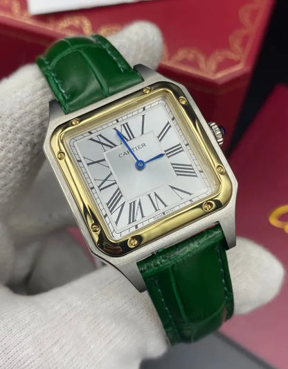 Cartier Santos Dumont leather straps white dial 38 mm